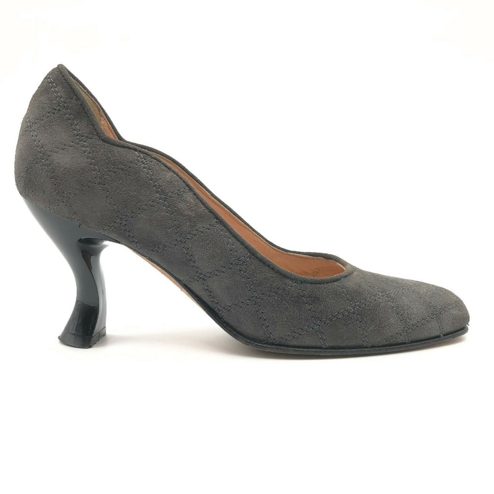 Anyi Lu Remy Quilted Suede Flare Heels